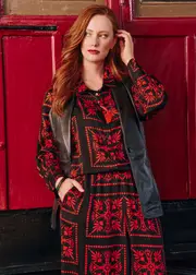 [TS] Taking Shape Natural Moroccan Memories Shirt Size 16 in Print, Viscose - Plus Size Women's Clothing Print