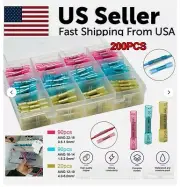 200/100PCS Heat Shrink Butt Wire Splice Connectors Seal Crimp Terminals USA
