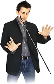 MilesMagic Metal Magician's Dancing in Air Wand Floating Balanced Cane Levitation Magic Trick - Black, White - 34''