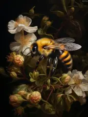 5D Diamond Art Painting Kits for Adults Bumble Bee in Flower Round Full Drill