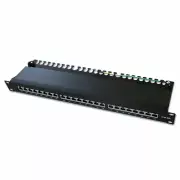 24 Port Shielded Cat6a Patch Panel, 110, Network Rackmount, 1U 69BK-56024