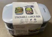Bentgo Classic Stackable Lunch Box Strap Utensils Blue Gray New Sealed