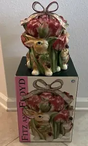 Fitz and Floyd “EASTER” Essentials Blackberry Rabbit Cookie Jar NEW IN BOX