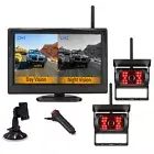 WIRELESS 5" MONITOR 2X IR REVERSING CAMERAS REAR VIEW KIT 124V 24V TRUCK,CARAVAN