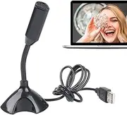 USB Microphone for Computer,Plug & Desktop Condenser Mic | Studio Device with Stand and Audio Filter for KTV, Vocal Recording, Compatible with Laptop