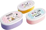 Skater SRS3SAG-A Bento Box, Sealed Containers, Storage Containers, Set of 3, Large 13.5 fl oz (400 ml), Medium 9.5 fl oz (280 ml), Small 6.1 fl oz (180 ml), Snoopy 80s Cafe, Made in Japan