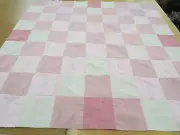 Patchwork Quilt Top Full Twin Moire Fabrics 72 In W x 71 In L Pinks Rose Ivory