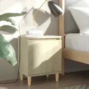 NNEVL Bed Cabinets with Solid Wood Legs 2 pcs Sonoma Oak 40x30x50 cm