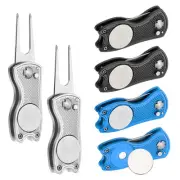6Pcs Foldable Metal Golf Divot Repair Tool with Ball Marker Blue/Silver/Black