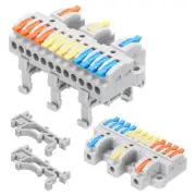 8pcs Din Rail Press Quick Terminal Blocks Splicing Wire Connectors(3 in 12 out)