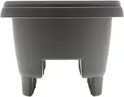 Bloem Modica Deck Rail Round Planter: 12" - Charcoal - Matte Finish, Fits Rail Sizes 3"-3.75", Durable Resin Pot, for Indoor and Outdoor Use, Gardening, 2 Gallon Capacity