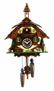 Quartz Cuckoo Clock Black forest house with music EN 444/50 QM NEW