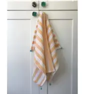 Kara Weaves Hand Woven Yellow Striped Waffle Towel Dishcloths w Pompoms