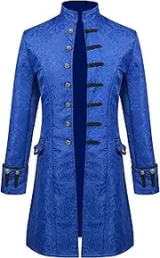 [JEShifangjiusu] Men's Vintage Victorian Dresses Big Clothing Steampunk Tuxedo Formal Gothic Dresses Vintage Dresses Jacket Uniform, The Blue, XL