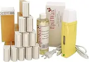 EpilWax Royal Complete Epilation Kit with: Professional Wax Warmer, 12 Roll-On Wax 100 ml Honey, 100 Epilation Strips, 1 Bottle of 250 ml Oil After Epilation - (Royal Series Honey 12)