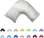 Silky Soft Satin V/U/Tri/Boomerang/Maternity Shaped Pillowcase - Double Stitched (White)