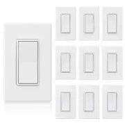 Matte White Single Pole Decorator Light Switch 15Amp, 120/277V, Paddle Rocker...