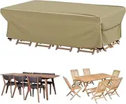 Velway Patio Furniture Set Cover - Heavy Duty 420D Waterproof Weatherproof Sofa Couch Set Covers Garden Dining Table Chair Set Cover with Reflective Tape Rectangular 95"L x 64"W x 39"H - Khaki