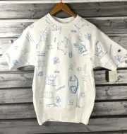 NEW Champion Reverse Weave White Spell Out All Over Print Sweatshirt Mens XS