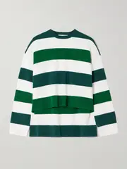 [Max Mara] Max Mara - Jesone Asymmetric Striped Jersey T-shirt - Multi - small small Multi