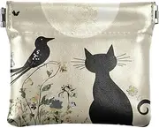 [YXYZRMY] Black Cat Bird Moon PU Leather Squeeze Coin Purse, Coin Pouch Change Holder for Women Men, Mini Portable Cosmetic Bags for Women, Multi-colored, one size, Multi-style, Multi-colored, one size