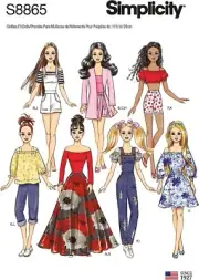 Simplicity Sewing Pattern 8865 11686 Fashion Doll Clothes 11.5" UNCUT