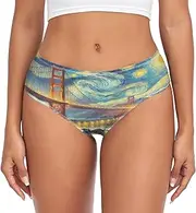 [RPLIFE] Golden Gate Bridge Starry Night Womens Breifs Underware, Breathable Briefs for Women, Spandex Underwear Women Briefs, Golden Gate Bridge Starry Night, XX-Large