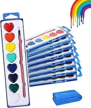 Valentine Paint Set, Heart Shaped Watercolor Paint Set for Valentine's Day - Kids Painting Kit with Washable Paints and Paintbrush (4PC-8Colors)
