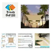 16' x 20' Beige Rectangle Sun Shade Sail Canopy Awning + AGTAPR1620, 95% UV B...