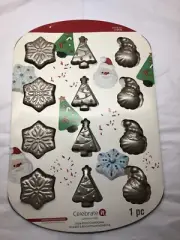 Celebrate It Christmas Santa Tree Snowflake Cookie Baking Sheet Mold Non Stick