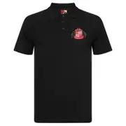 Sunderland AFC Mens Polo Shirt Crest OFFICIAL Football Gift Black Medium