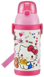 stainless children water bottle 380ml straw drinking 3D Hello Kitty snack time