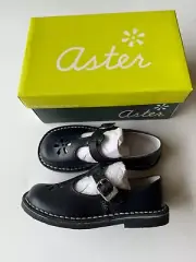 ASTER Dingo Mary Janes Marine Navy Cow Rap Leather Shoes Sz EUR 28