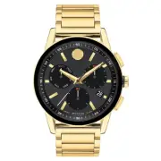 Movado Gold Steel Black Dial Chronograph Men's Swiss Made Watch - 607803