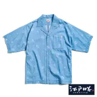 在飛比找momo購物網優惠-【EDWIN】江戶勝 男裝 雷射印花短袖襯衫(拔淺藍)