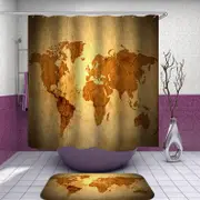 Worn Leather World Map Shower Curtain