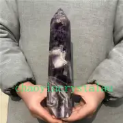 3.19LB Natural Dreamy Amethyst Obelisk Quartz Crystal Point wand Healing XA4643