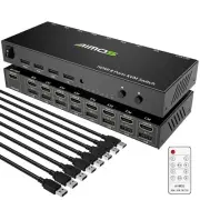 KVM Switch 8 Ports, HDMI 2.0 KVM Switcher and USB 2.0 Hub Support 4K@30Hz for 8