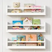 Kids Nursery Bookshelves, Kid Floating Shelves, 16.5 Inch Floating Shelves for Wall Set of 3, Kids Bookshelf for Bedroom, Baby Nursery Decor (All White)