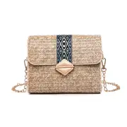 Summer Handmade Woven Rattan Bags For Women 2021 Travel Beach Weave Straw Shoulder Bag Small Square Crossbody Bags Lock Purses