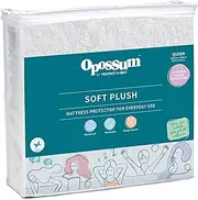 Opossum by Protect-A-Bed Soft Plush Waterproof Fitted Mattress Protector with Bonus Pillow Protectors, Queen Bed Size
