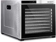 Devanti Food Dehydrator, Stainless Steel Electric Excalibur Dehydrators Dryer Machine Oven Jerky Yogurt Fruit Maker Home Small Kitchen Appliances, Adjustable Timer from 0.5 to 24 Hours Silver