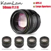 Kamlan 50mm f1.1 II APS-C Manual Focus Lens for Canon EOS-M Sony NEX Fuji X M4/3