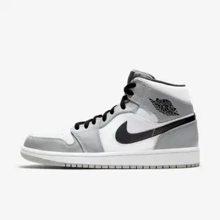 【NIKE 耐吉】Air Jordan 1 Mid 男 休閒鞋 運動 喬丹 球鞋 中高筒 穿搭 白灰黑(554724-092)