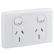 Clipsal 2000 Series Double Powerpoint 250V 15Amp Horizontal Twin Switch Socket Outlet White - 2025/15-WE