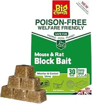 The Big Cheese Poison-Free Mouse & Rat Block Bait - 10g x 30 Poison-Free Welfare Friendly British Grain Biodegradable Safe Around Children and Pets