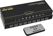 DGODRT 8×1 HDMI Switch 8 in 1 Out, 8 Port 4K HDMI Switcher Selector Box with IR Remote Control Support 4K@30Hz Ultra HDR HDCP 3D 1080P for Xbox PS4 PC Laptop