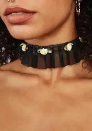 Soft Soul Satin Ruffle Rosette Choker