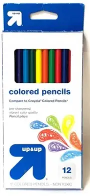 Box 12 Colored Pencils Up & Up Target Pre-Sharpened Compare To Crayola Free Ship