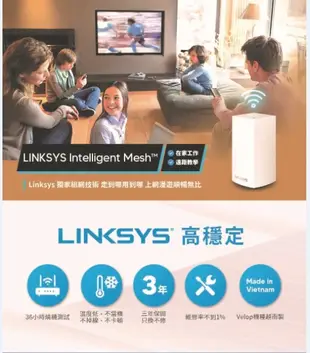 【LINKSYS】Velop雙頻 MX5501 Mesh Wifi 6網狀路由器(AX5400)1入 (7.1折)